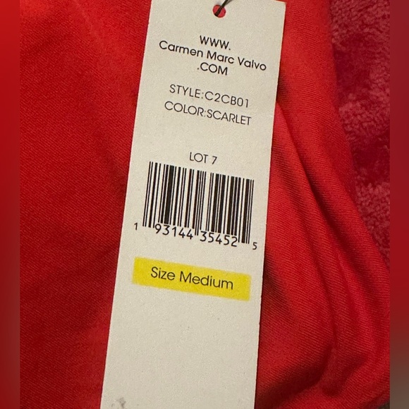 NWT Carmen Marc Valvo Swim Sense Red scarlet Wrap Top - Picture 10 of 12